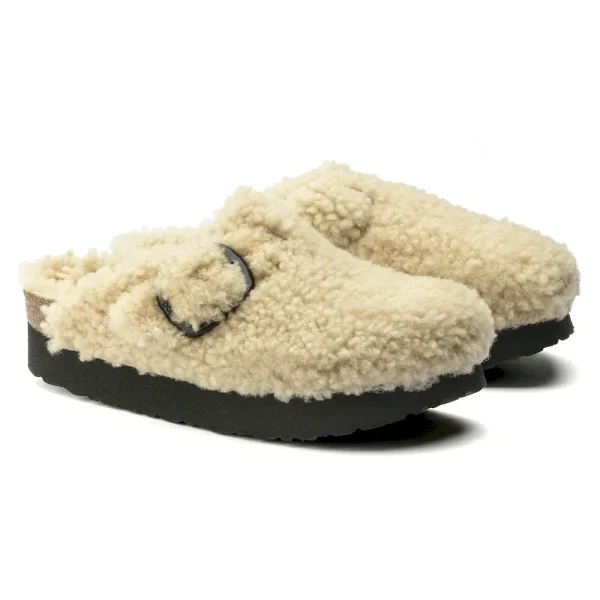 Boston Big Buckle Flex Platform Shearling Teddy Eggshell - Image 6