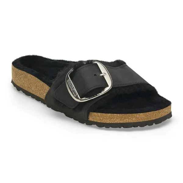 Madrid Big Buckle Shearling Oiled Leather Black - Image 2