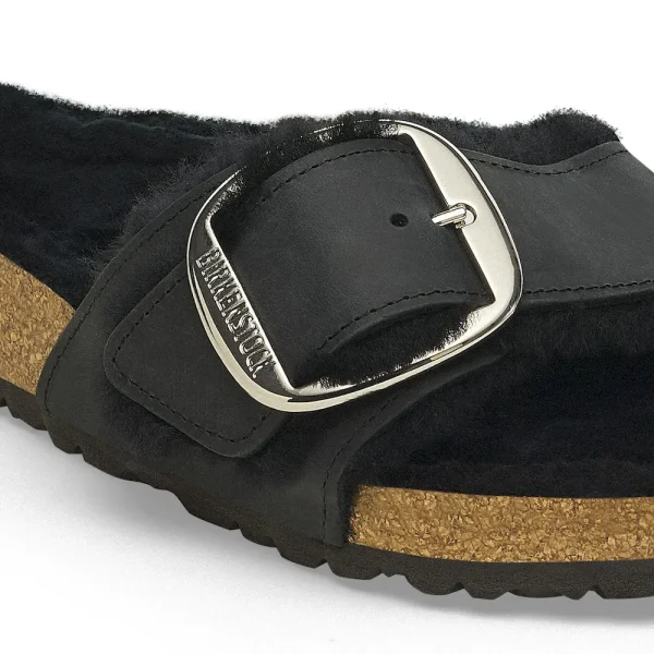 Madrid Big Buckle Shearling Oiled Leather Black - Image 14