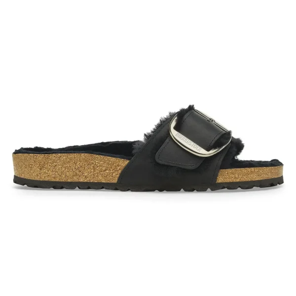 Madrid Big Buckle Shearling Oiled Leather Black - Image 12