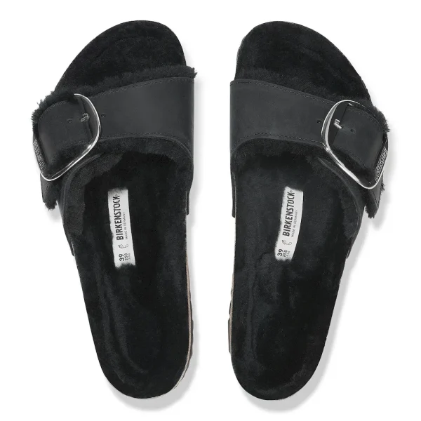 Madrid Big Buckle Shearling Oiled Leather Black - Image 8