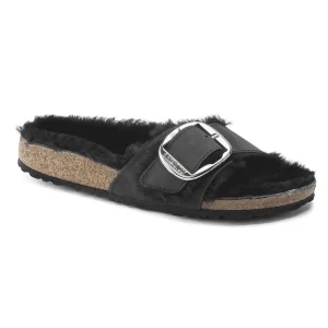 Madrid Big Buckle Shearling Oiled Leather Black
