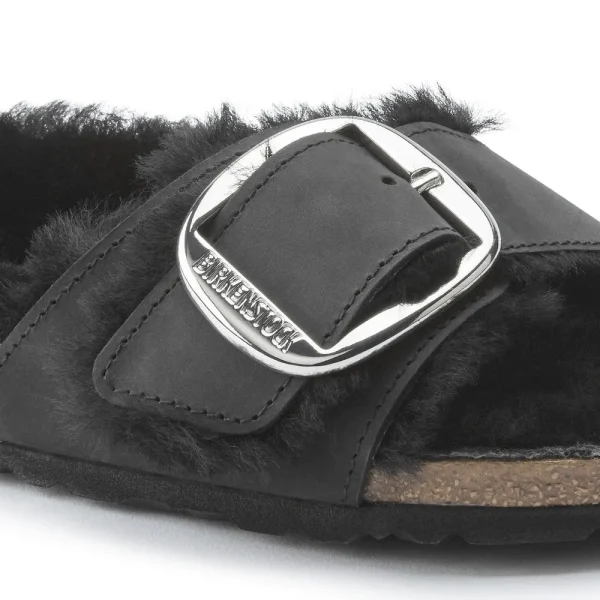 Madrid Big Buckle Shearling Oiled Leather Black - Image 13