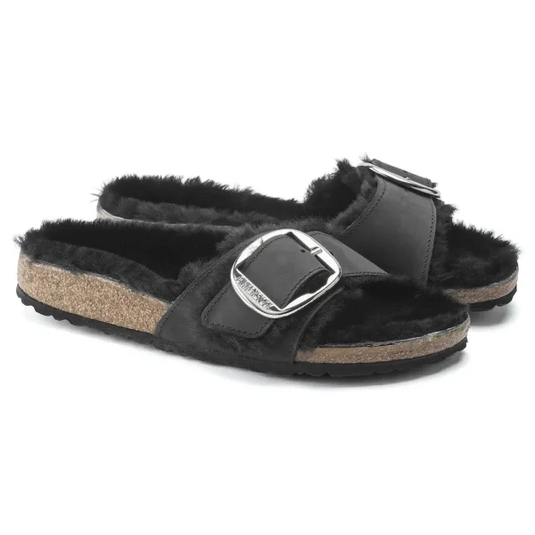 Madrid Big Buckle Shearling Oiled Leather Black - Image 9