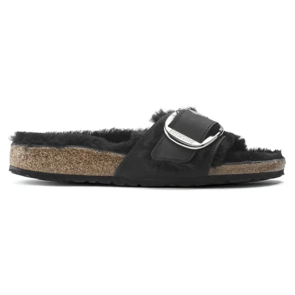 Madrid Big Buckle Shearling Oiled Leather Black - Image 11