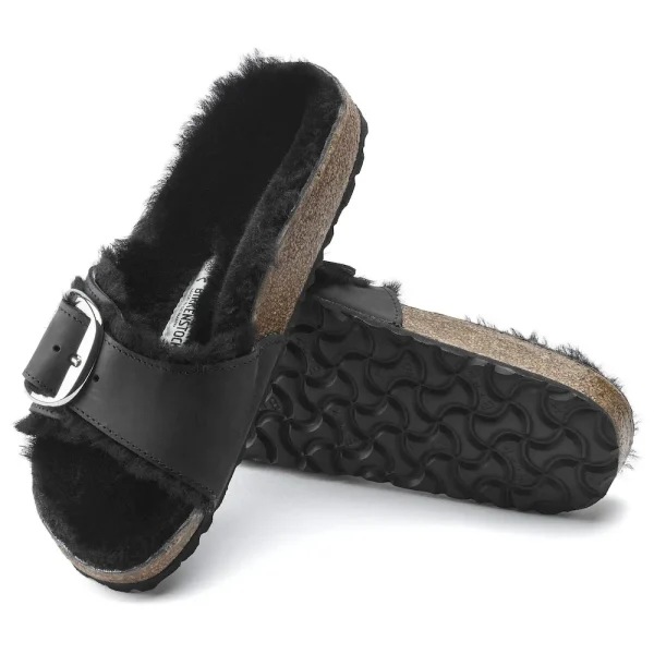 Madrid Big Buckle Shearling Oiled Leather Black - Image 5