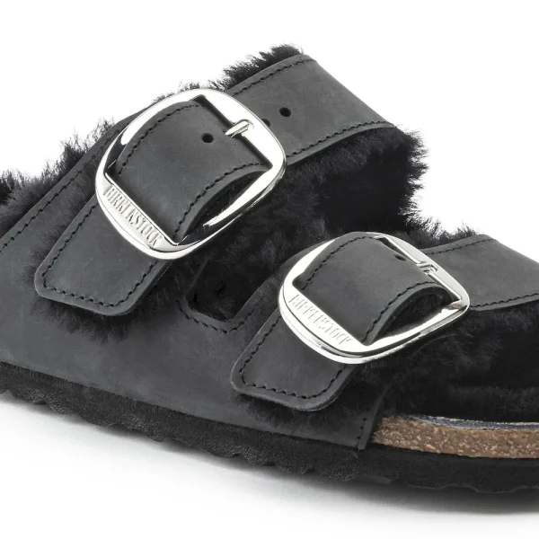 Arizona Big Buckle Shearling Oiled Leather Black - Image 8
