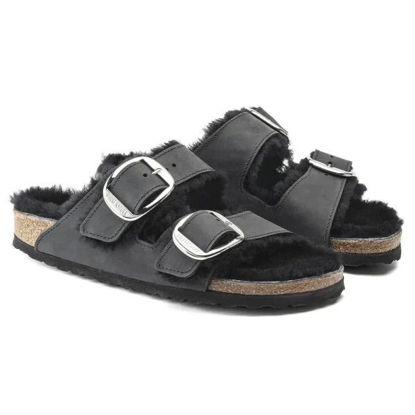 Arizona Big Buckle Shearling Oiled Leather Black - Image 6
