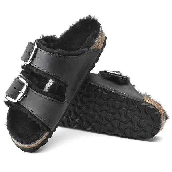 Arizona Big Buckle Shearling Oiled Leather Black - Image 4