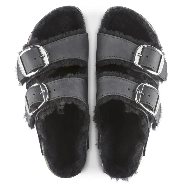 Arizona Big Buckle Shearling Oiled Leather Black - Image 5