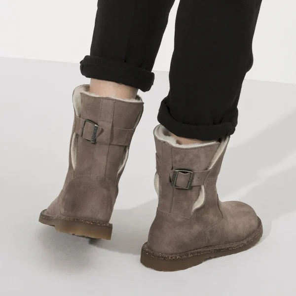 Uppsala Shearling Suede Leather Desert Dust Gray Taupe - Image 9