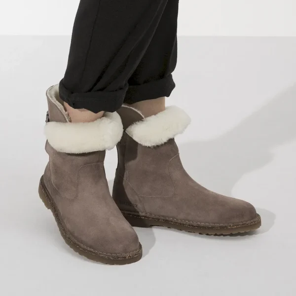 Uppsala Shearling Suede Leather Desert Dust Gray Taupe - Image 3