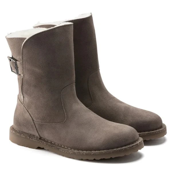 Uppsala Shearling Suede Leather Desert Dust Gray Taupe - Image 6