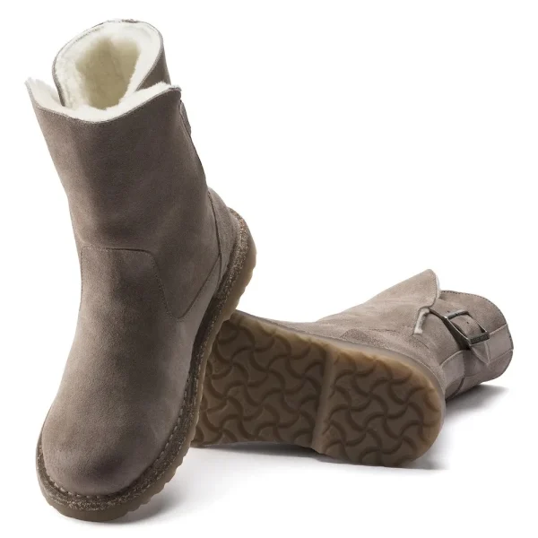 Uppsala Shearling Suede Leather Desert Dust Gray Taupe - Image 4