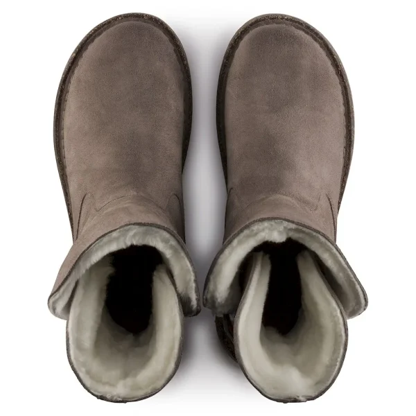 Uppsala Shearling Suede Leather Desert Dust Gray Taupe - Image 5