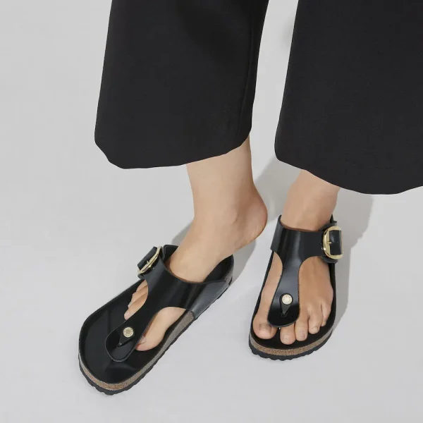 Gizeh Big Buckle Natural Leather Patent High Shine Black - Image 9