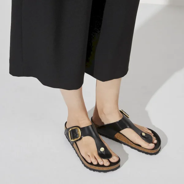 Gizeh Big Buckle Natural Leather Patent High Shine Black - Image 3