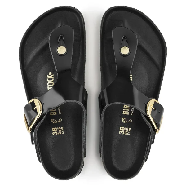 Gizeh Big Buckle Natural Leather Patent High Shine Black - Image 5