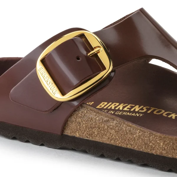 Gizeh Big Buckle Natural Leather Patent High Shine Chocolate - Image 8
