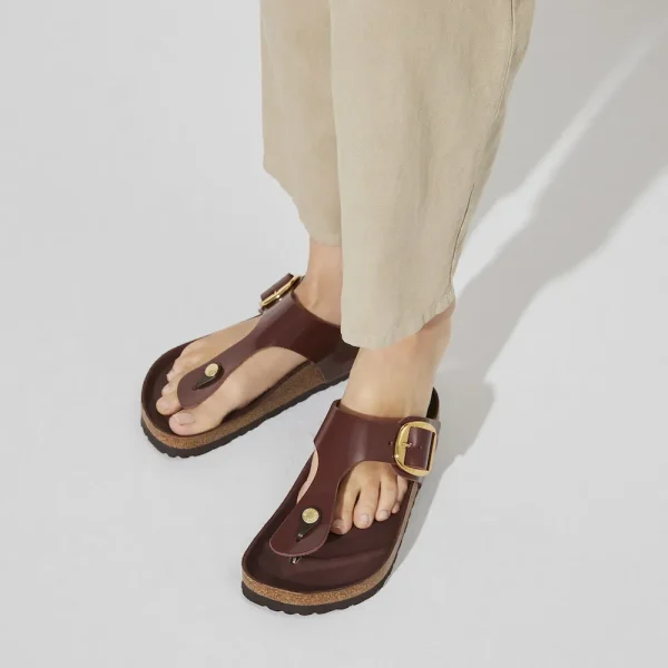 Gizeh Big Buckle Natural Leather Patent High Shine Chocolate - Image 9