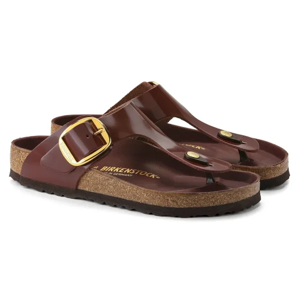 Gizeh Big Buckle Natural Leather Patent High Shine Chocolate - Image 6