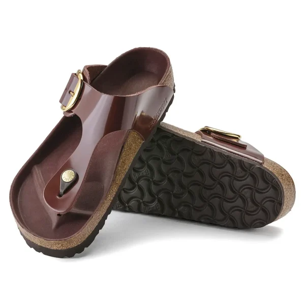 Gizeh Big Buckle Natural Leather Patent High Shine Chocolate - Image 4
