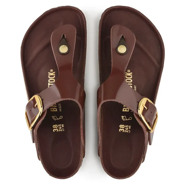 Gizeh Big Buckle Natural Leather Patent High Shine Chocolate - Image 5