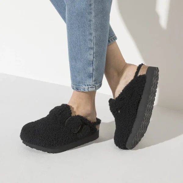 Boston Big Buckle Flex Platform Shearling Teddy Black - Image 3