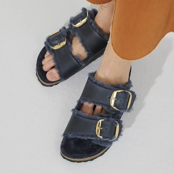 Arizona Big Buckle Shearling Oiled Leather Midnight Blue - Image 9