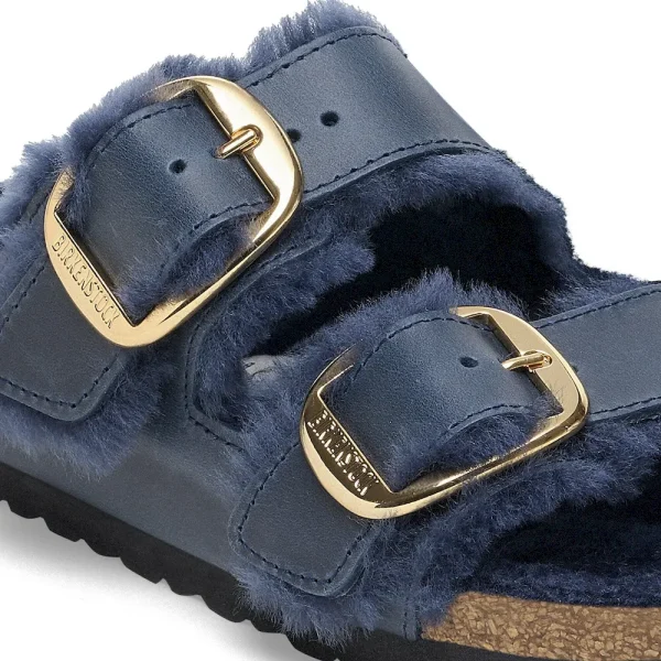 Arizona Big Buckle Shearling Oiled Leather Midnight Blue - Image 8