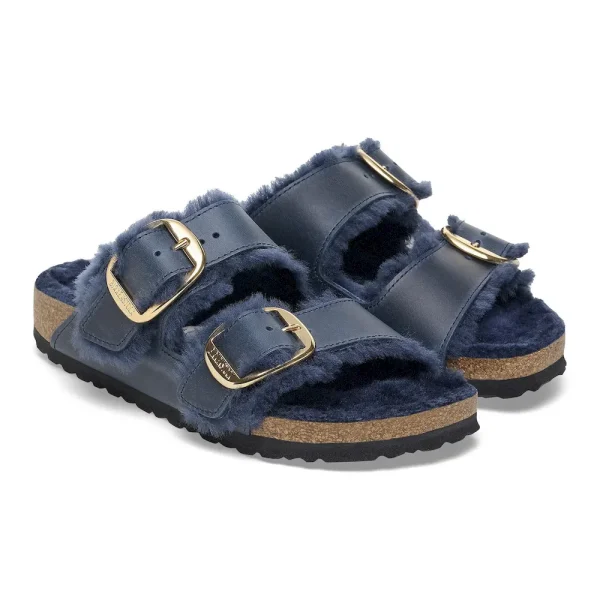 Arizona Big Buckle Shearling Oiled Leather Midnight Blue - Image 6