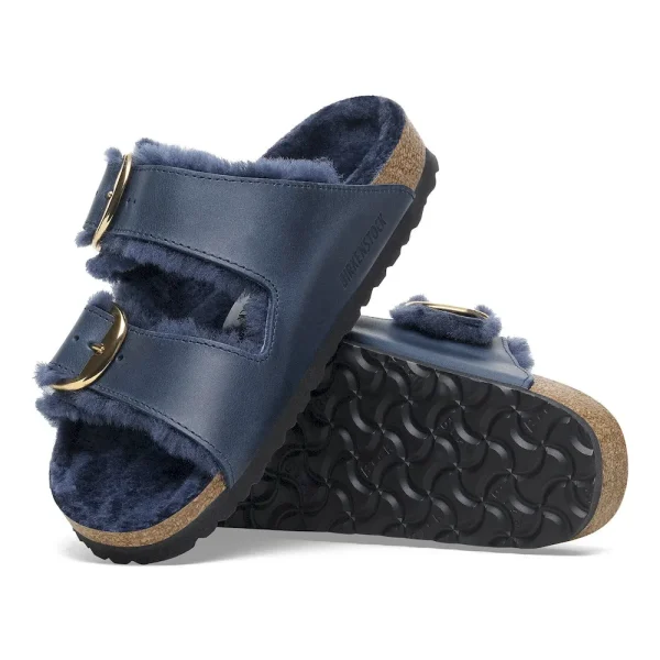 Arizona Big Buckle Shearling Oiled Leather Midnight Blue - Image 4