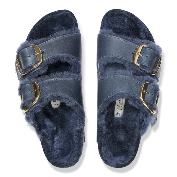 Arizona Big Buckle Shearling Oiled Leather Midnight Blue - Image 5