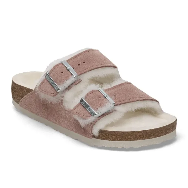 Arizona Shearling Suede Leather Pink Clay