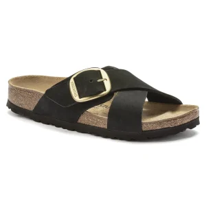 Siena Big Buckle Nubuck Leather Black