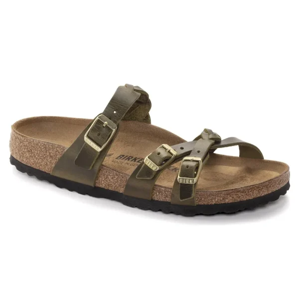Franca Braided Oiled Leather Olive Green