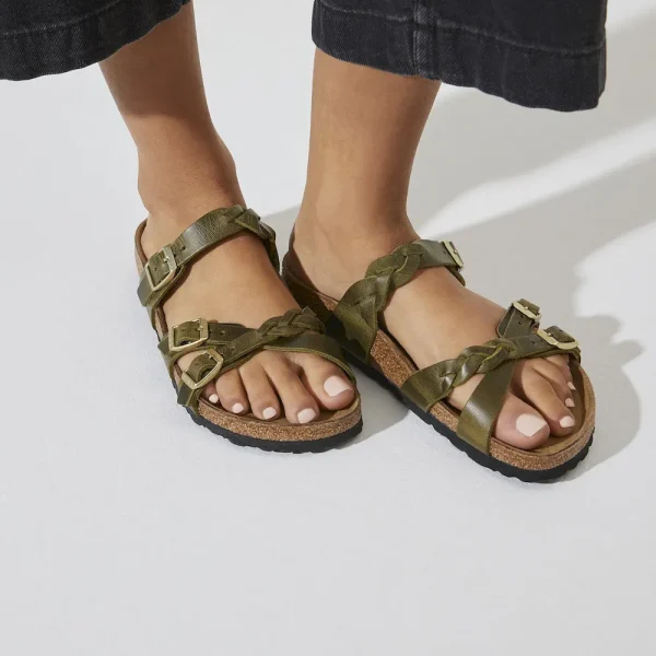 Franca Braided Oiled Leather Olive Green - Image 3
