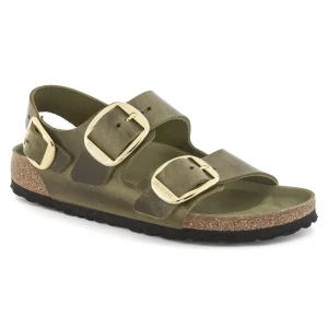 Milano Big Buckle Oiled Leather Olive Green
