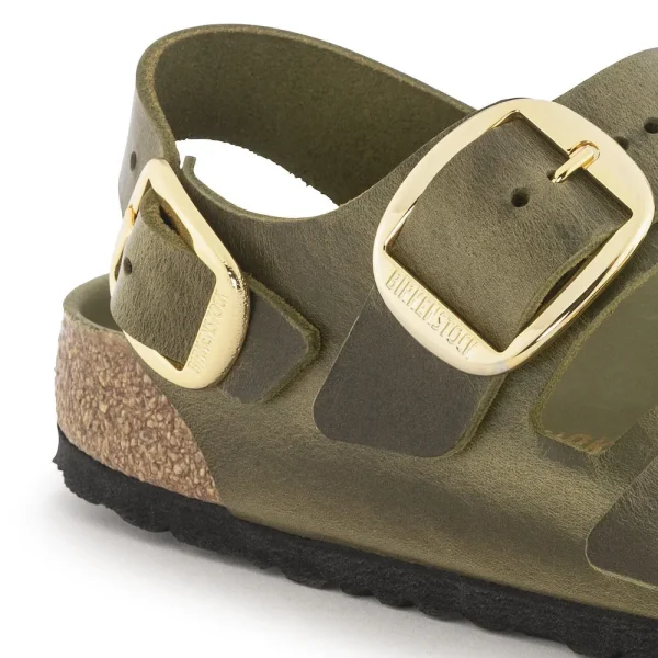 Milano Big Buckle Oiled Leather Olive Green - Image 8