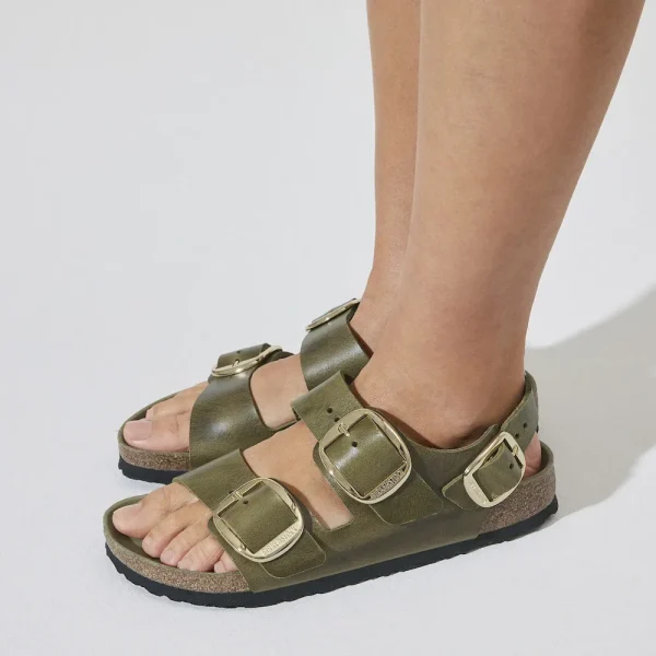 Milano Big Buckle Oiled Leather Olive Green - Image 3