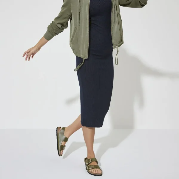 Milano Big Buckle Oiled Leather Olive Green - Image 2