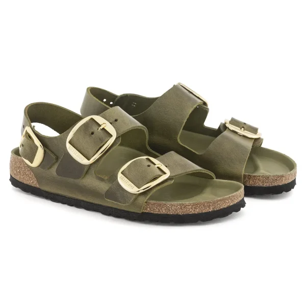 Milano Big Buckle Oiled Leather Olive Green - Image 6