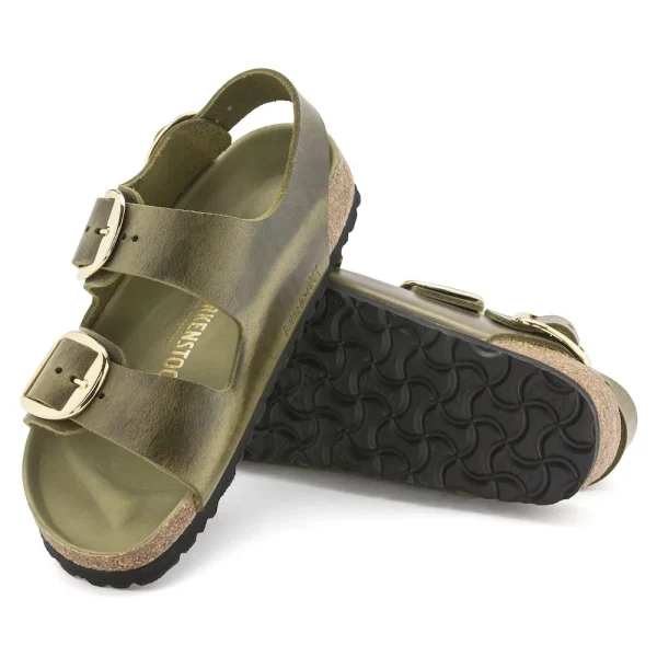 Milano Big Buckle Oiled Leather Olive Green - Image 4