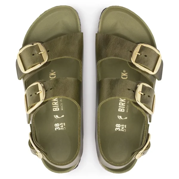 Milano Big Buckle Oiled Leather Olive Green - Image 5