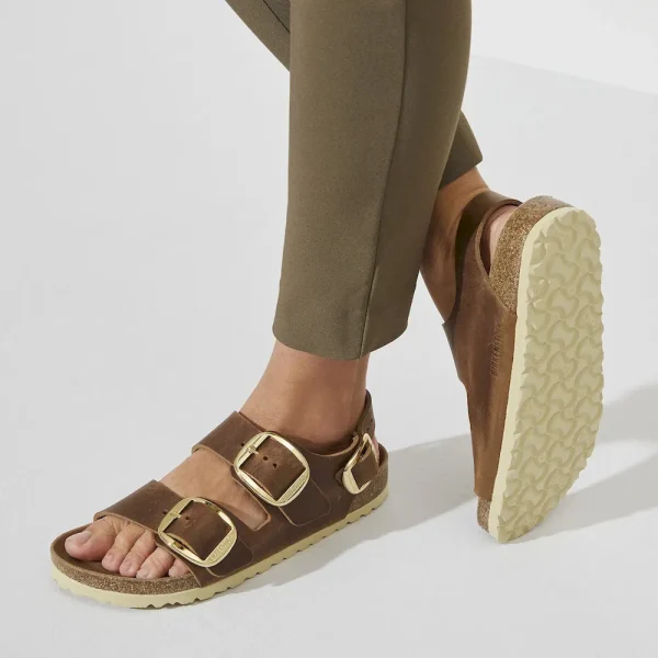 Milano Big Buckle Oiled Leather Cognac - Image 3