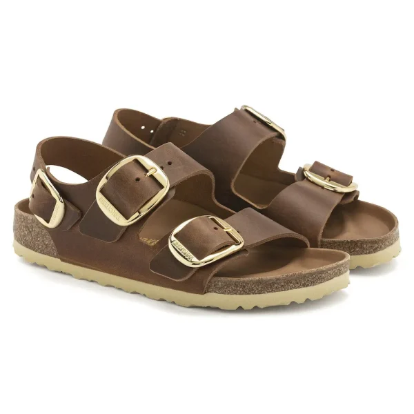 Milano Big Buckle Oiled Leather Cognac - Image 6