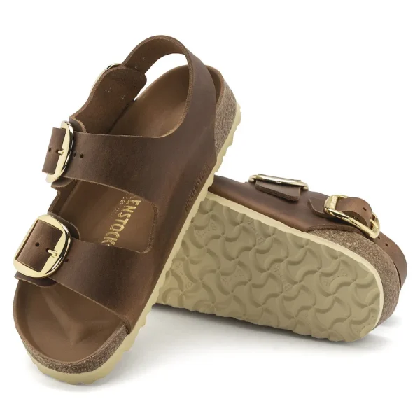 Milano Big Buckle Oiled Leather Cognac - Image 4