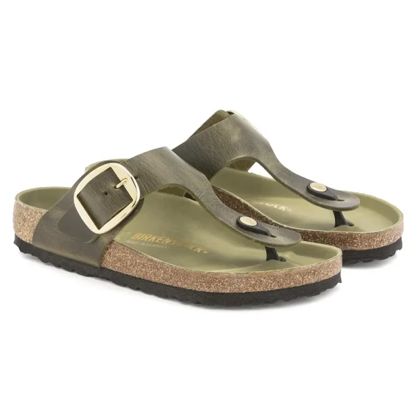 Gizeh Big Buckle Oiled Leather Olive Green - Image 6