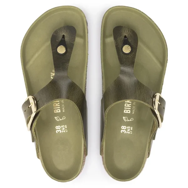 Gizeh Big Buckle Oiled Leather Olive Green - Image 5