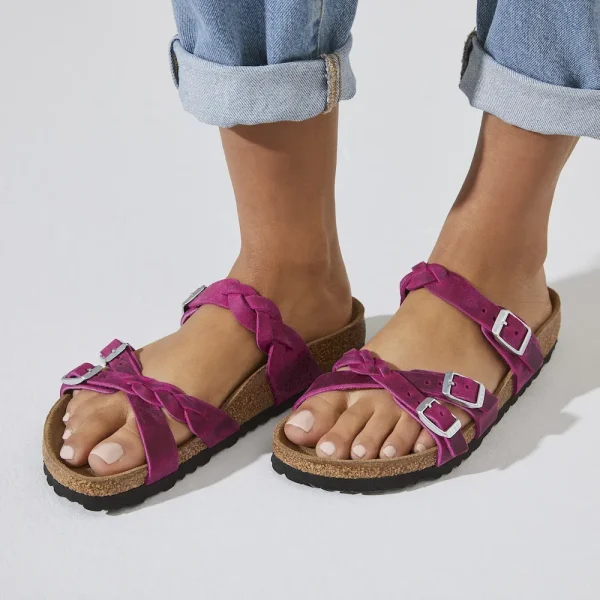 Franca Braided Oiled Leather Festival Fuchsia - Image 3